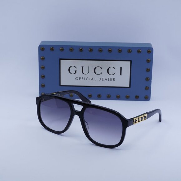 Gucci GG1188S 002 Aviator Sunglasses - Black/Grey - Picture 7 of 13